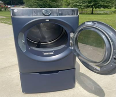 NEW GE GFD85ESPN1RS 7.8 cuft Smart Electric Dryer w Steam on Stand