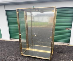 Brass Glass Lighted Display Case Vintage Antique Commercial Grade