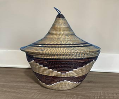 Decorative African storage basket round