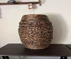 Large wicker floor vase