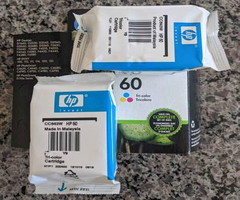 2 HP 60 Tri Color Ink Cartridges