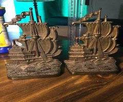 Tall ship  8.75 inch metal book ends