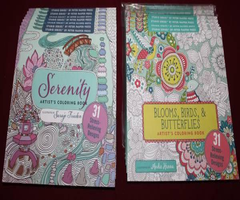 Adult Artist's Coloring Books Serenity + Blooms Birds Butterflies