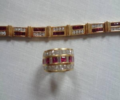 Ruby & Diamond 18K Gold Bracelet & Ring