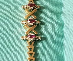 14k Ruby & Diamond  Women's Bracelet  2.85mm 7.54 grams solid