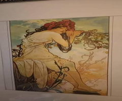 VINTAGE ART NOUVEAU PRINT The Seasons Summer, 1896, by Mucha Rosa
