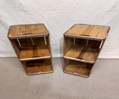 Pair of antique heavy wood fruit crates