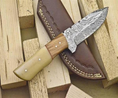 CUSTOM MADE DAMASCUS STEEL SKINNING KNIFE