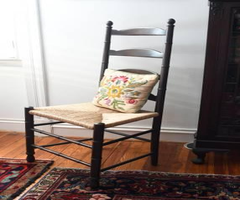 19th Century Antique English Ladder Back Rush Seat Faux Bamboo Chair