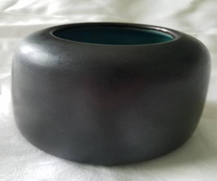 California Faience Pot Matte Black Persian Blue