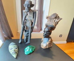 African Wooden Elder, Wood carvings, and jade