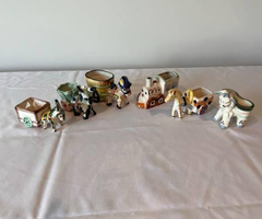 Six small antique occupied Japan planters