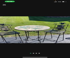 high table and two high chairs