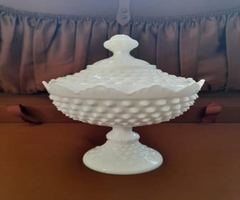 Candy Dish Milk glass, by Fenton